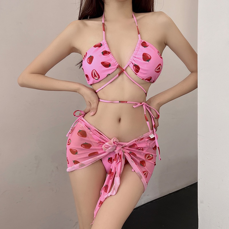 BI01 BIKINI 2 mảnh dâu tây hot trend 2023, tặng khăn quấn