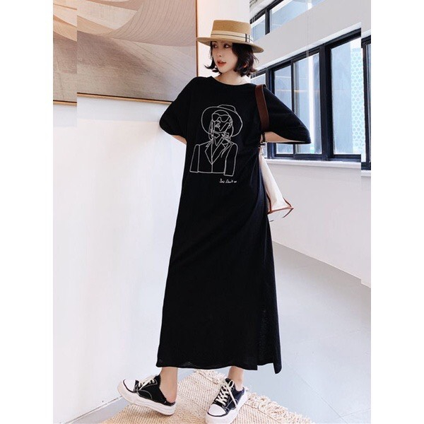 Đầm Maxi Đi Biển Form Dài Rộng Basic Dễ Mặc Guu DN88