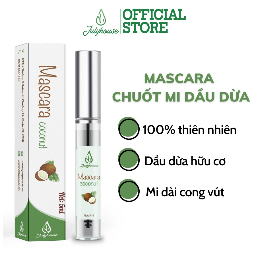 Mascara dưỡng mi giữ ẩm, dài mi từ dầu dừa nguyên chất 5ml JULYHOUSE