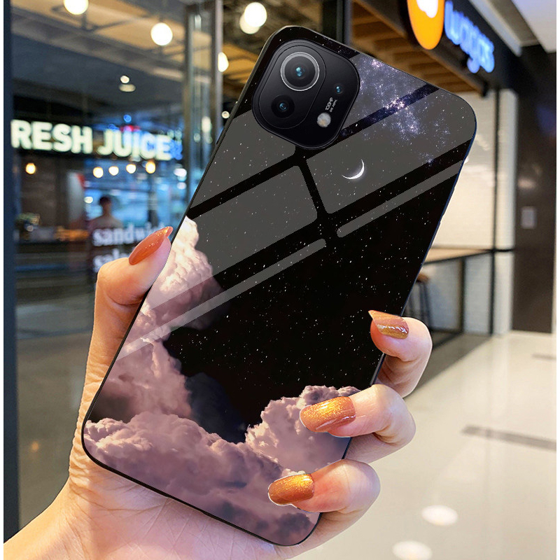 Ốp Lưng XIAOMI MI 11, MI 11 Lite, MI 11 LITE 5G NE Mặt kính sáng bóng, Họa tiết mây trời