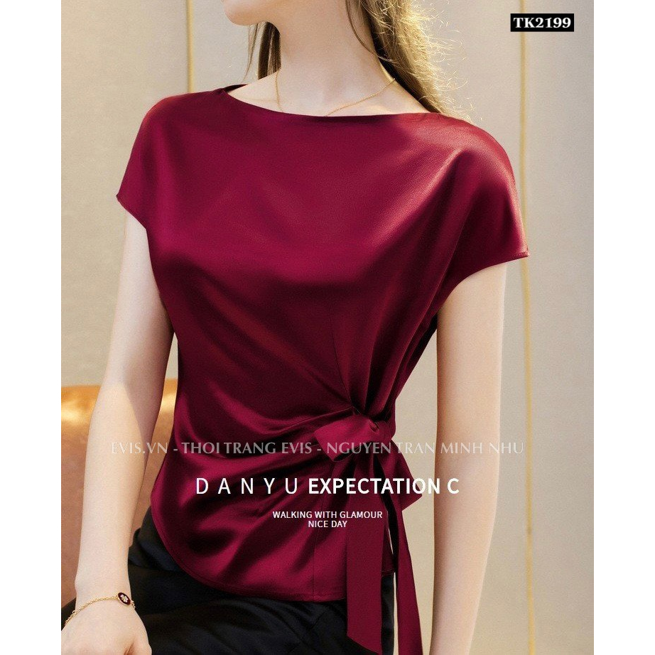 Áo lụa cao cấp buộc nơ eo tôn dáng TK2199