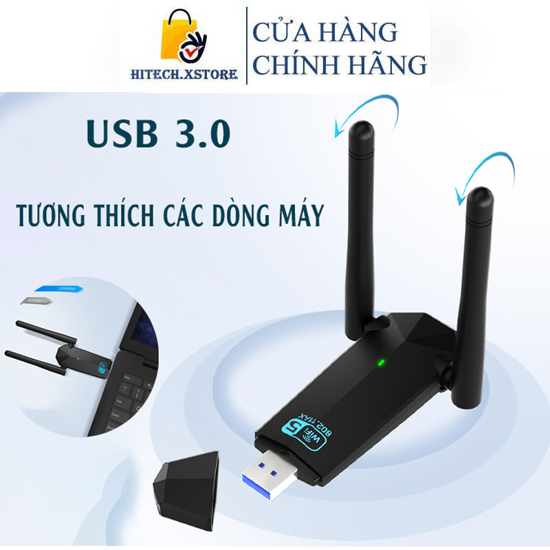 USB Wifi thu sóng wifi kết nối mạng máy tính không dây tốc độ cao, bộ thu phát wifi tần số kép dùng cho laptop PC