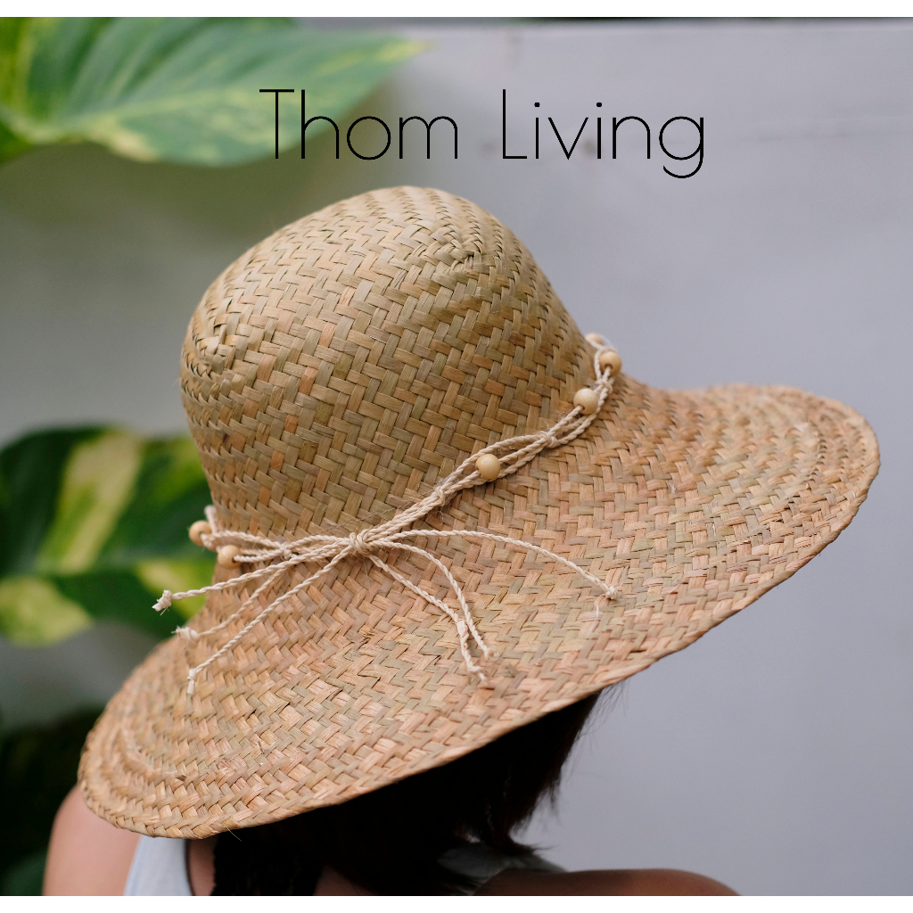 Nón cỏ bàng nữ thời trang đi biển vành rộng viền hoa