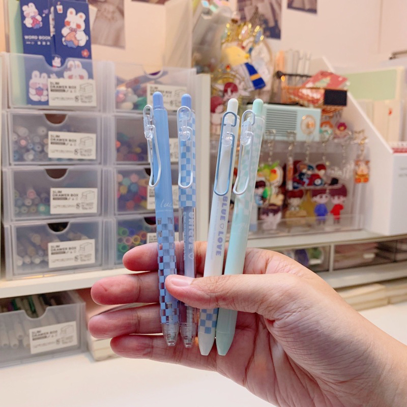 Bút bấm Mura gel đen ngòi 0.5mm Blue love