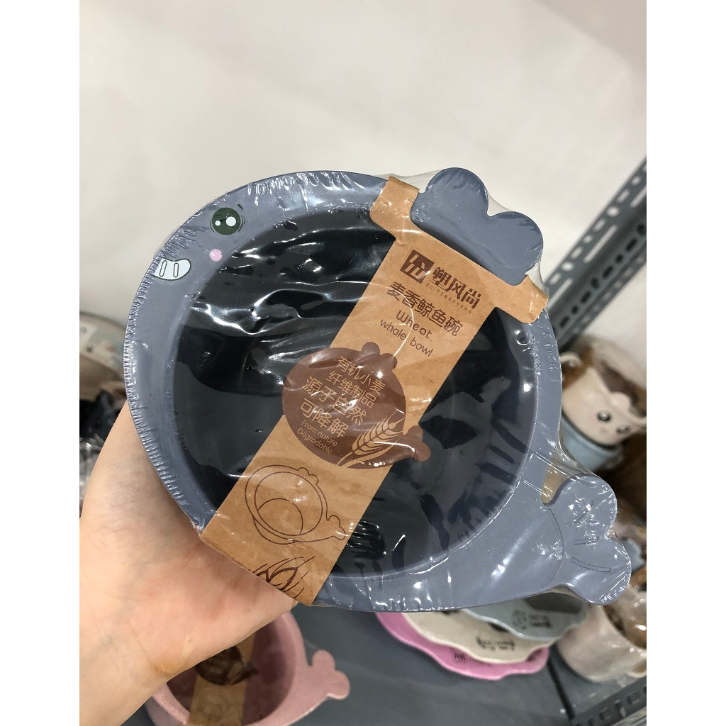 Tô ăn dặm cho bé cá voi dễ thương lúa mạch + nhựa PP có quai cầm 6534