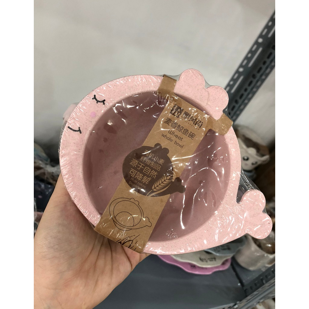 Tô ăn dặm cho bé cá voi dễ thương lúa mạch + nhựa PP có quai cầm 6534