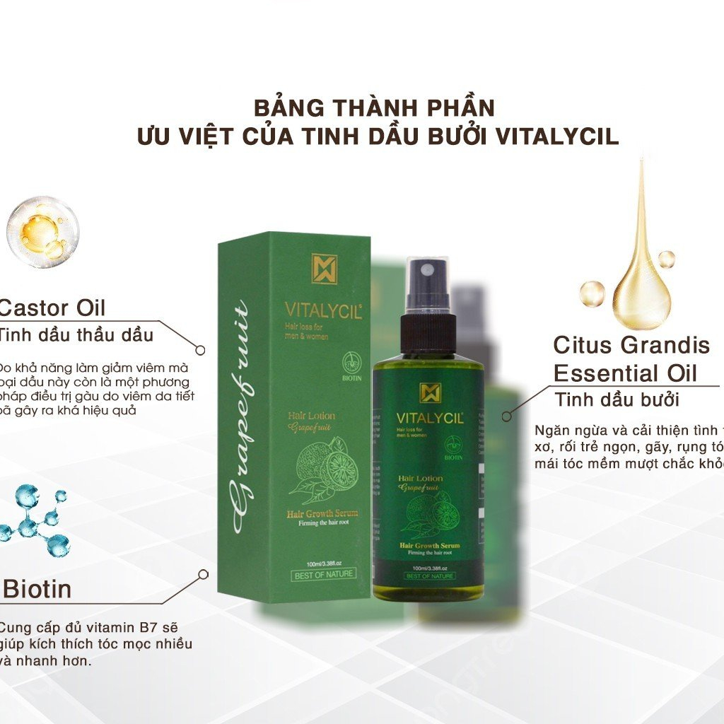 Xịt bưởi chống rụng, kích mọc tóc Vitalycil Hair Lotion 100ML