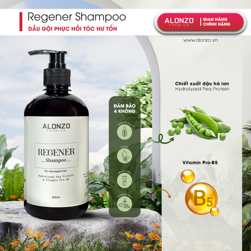 Dầu Gội Australia ALONZO Phục Hồi Hư Tổn Cao Cấp Ngăn Ngừa Rụng Tóc Chiết Xuất Tự Nhiên ALONZO REGENER 500ml