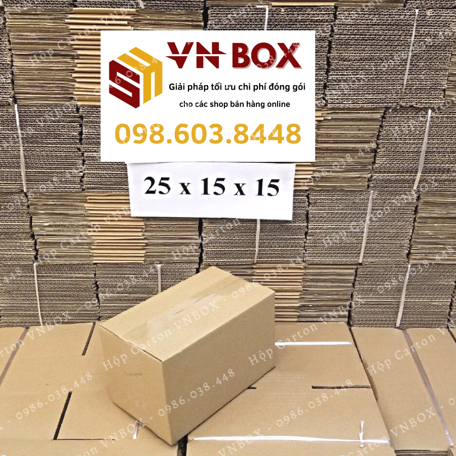 25x15x15 Hộp carton đóng hàng, hộp giấy gói hàng giá rẻ - VN BOX