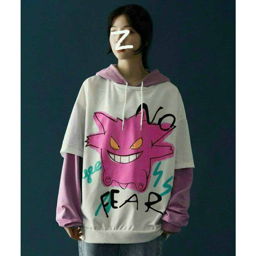 Áo khoác nam nữ Hoodie nỉ trơn Basic form rộng họa tiết gấu có mũ giá rẻ couple 3 màu kem đen hồng