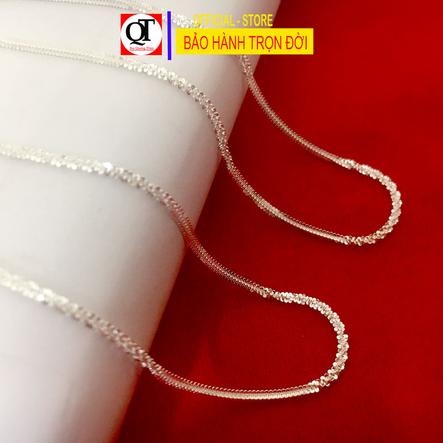 Dây chuyền bạc nữ Bạc Quang Thản kiểu dây lụa xù độ dài 46cm chất liệu bạc thật không xi mạ