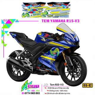 Tem dán xe r15v3 mẫu special i02i decal xe r15v3 yamaha cao cấp chống nước bền màu , cắt rời sẵn dễ dán tại nhà