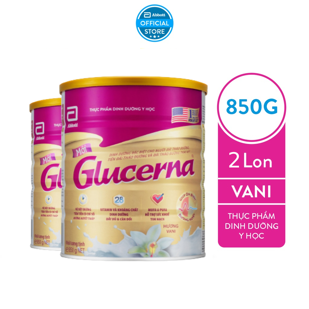 Combo 2 Sữa bột dành cho người bị tiểu đường Glucerna Abbott 850g/lon