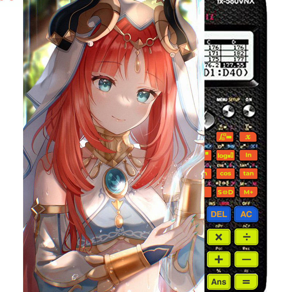 Decal - hình dán Máy tính CASIO fx570, fx580, ...nhân vật Nilou- Gemshin Impact