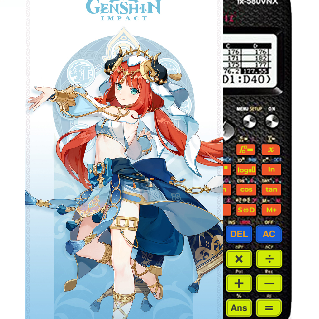 Decal - hình dán Máy tính CASIO fx570, fx580, ...nhân vật Nilou- Gemshin Impact