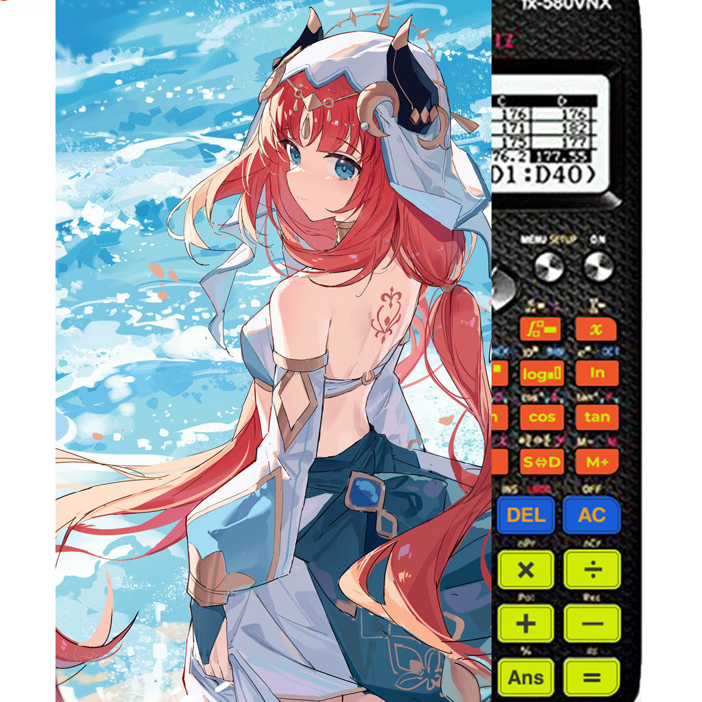 Decal - hình dán Máy tính CASIO fx570, fx580, ...nhân vật Nilou- Gemshin Impact