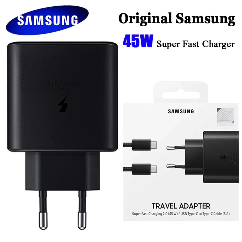 Bộ Sạc Siêu Nhanh 45W Zin Samsung Cho S23 Ultra, S22 Ultra, Note10 plus, S20 Ultra, Tab S7 Chân Tròn Kèm Cáp Type C to C