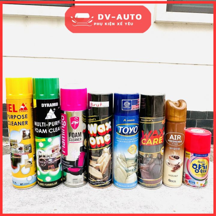 COMBO chăm soc nội thất xe hơi- bảo vệ xế yêu của bạn. Bình vệ sinh nội thất, làm bóng lốp xe, khử mùi hương cafe,....