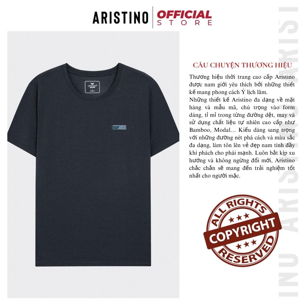 Áo thun nam cổ tròn ARISTINO ATS017S3 t-shirt tay ngắn suông nhẹ chất coolmax bo dệt thoáng khí thấm hút nhanh