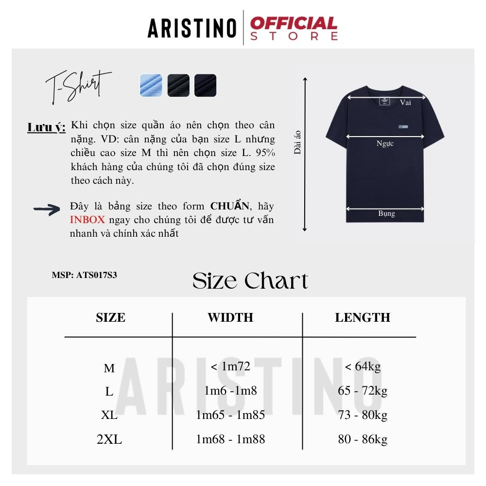 Áo thun nam cổ tròn ARISTINO ATS017S3 t-shirt tay ngắn suông nhẹ chất coolmax bo dệt thoáng khí thấm hút nhanh