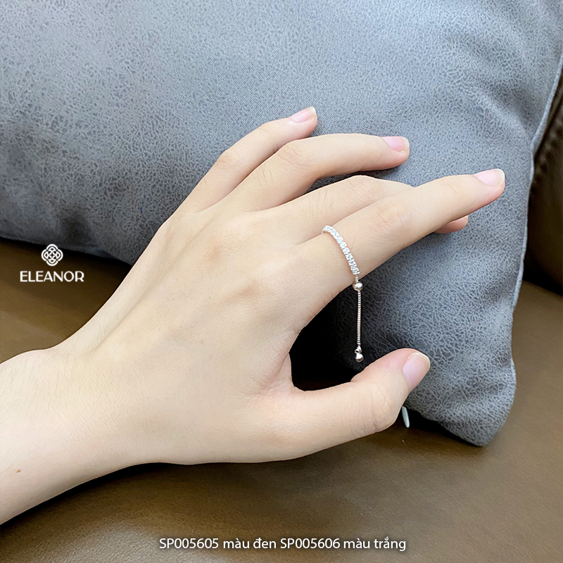 Nhẫn nữ bạc 925 Eleanor Accessories đính đá thiết kế dây rút phụ kiện trang sức 5605