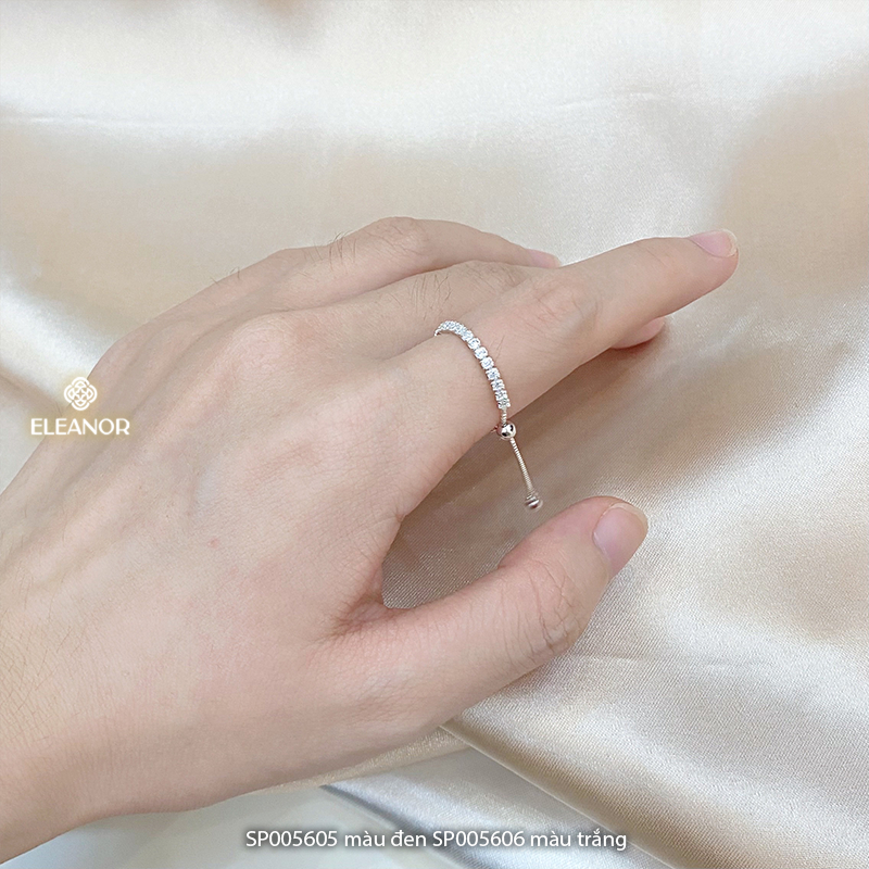 Nhẫn nữ bạc 925 Eleanor Accessories đính đá thiết kế dây rút phụ kiện trang sức 5605