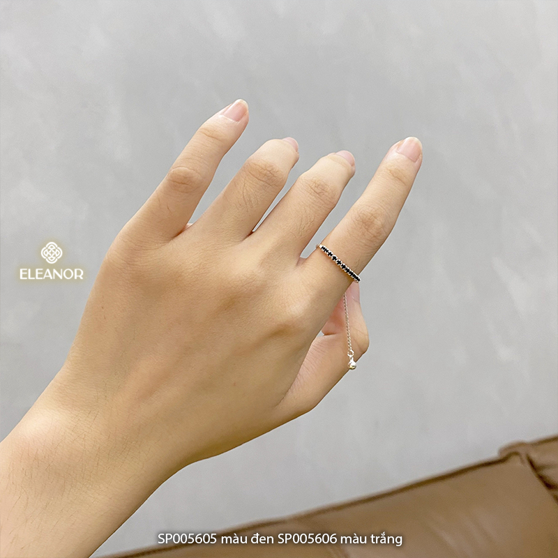 Nhẫn nữ bạc 925 Eleanor Accessories đính đá thiết kế dây rút phụ kiện trang sức 5605