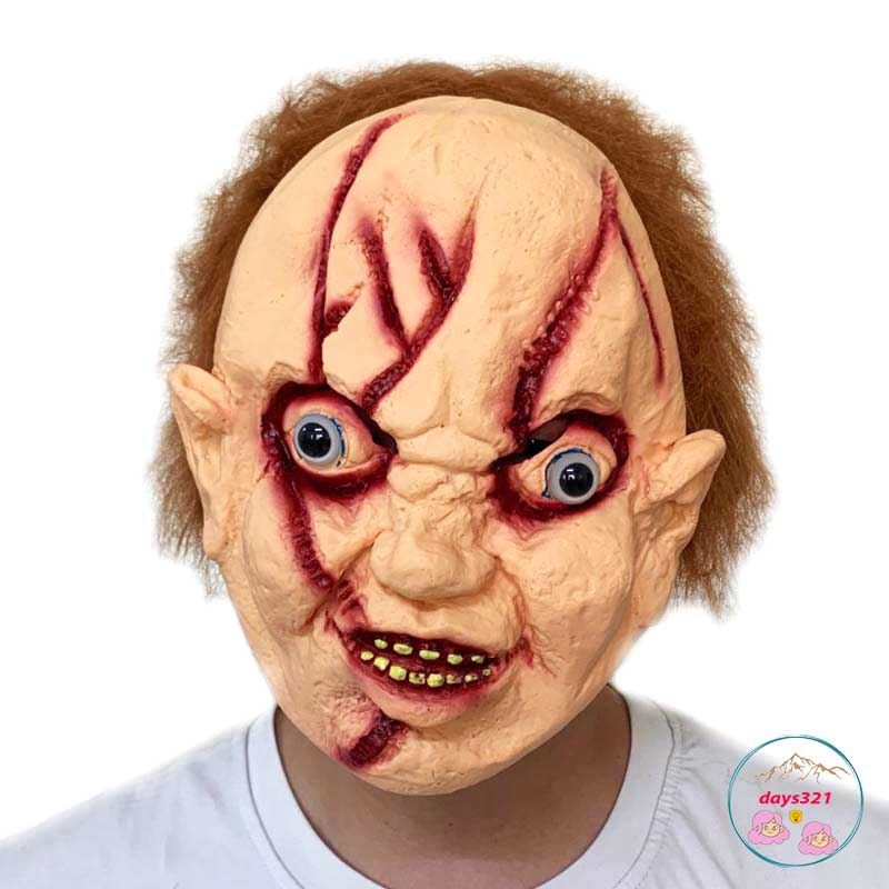 Mặt Nạ Zombie Quỷ Mặt Sẹo Rết Kinh dị Với Mái Tóc Vàng Hóa Trang Halloween hacker
