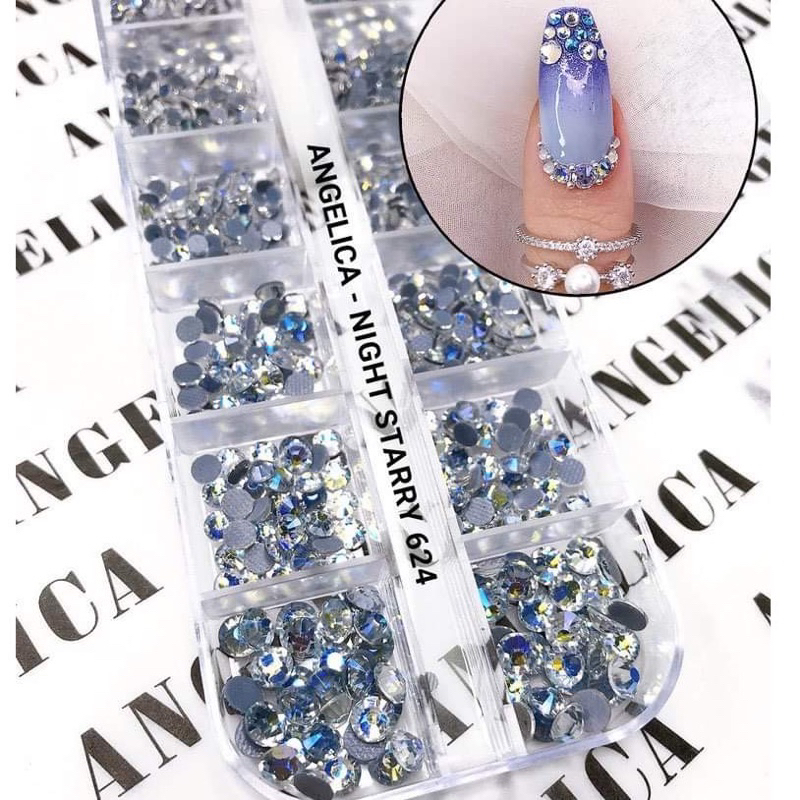 Đá chân lưới YHB 16 khía màu trắng cao cấp , hàng chính hãng , đá sáng đẹp , ăn keo chắc cực bền trang trí móng