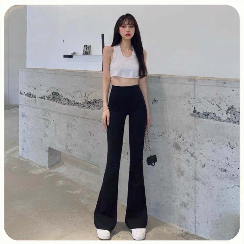 Quần loe co giãn CẠP CAO QUA RỐN NÂNG MÔNG dài 95CM siêu tôn dáng