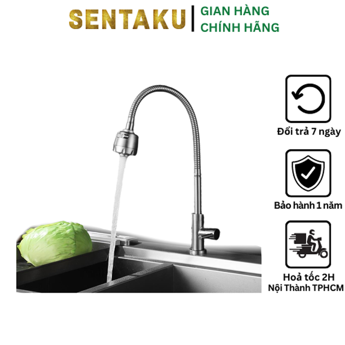 Vòi bếp có đầu vòi tăng áp 2 chế độ một đường nước lạnh - Sentaku