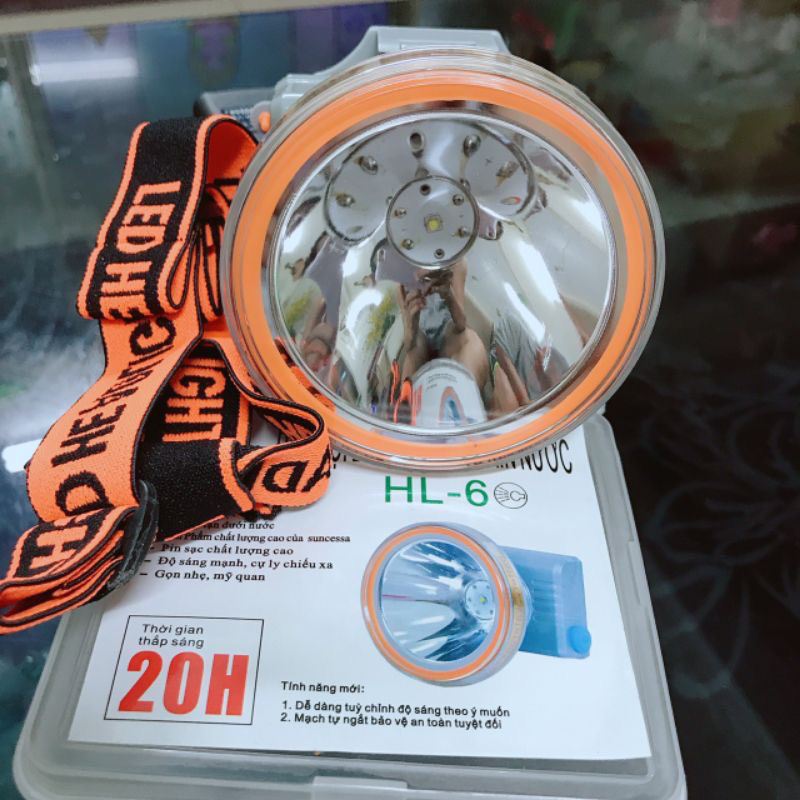 Đèn pin sạc đội đầu lặn sâu 50m.siêu sáng với 3 chế độ sáng HL6