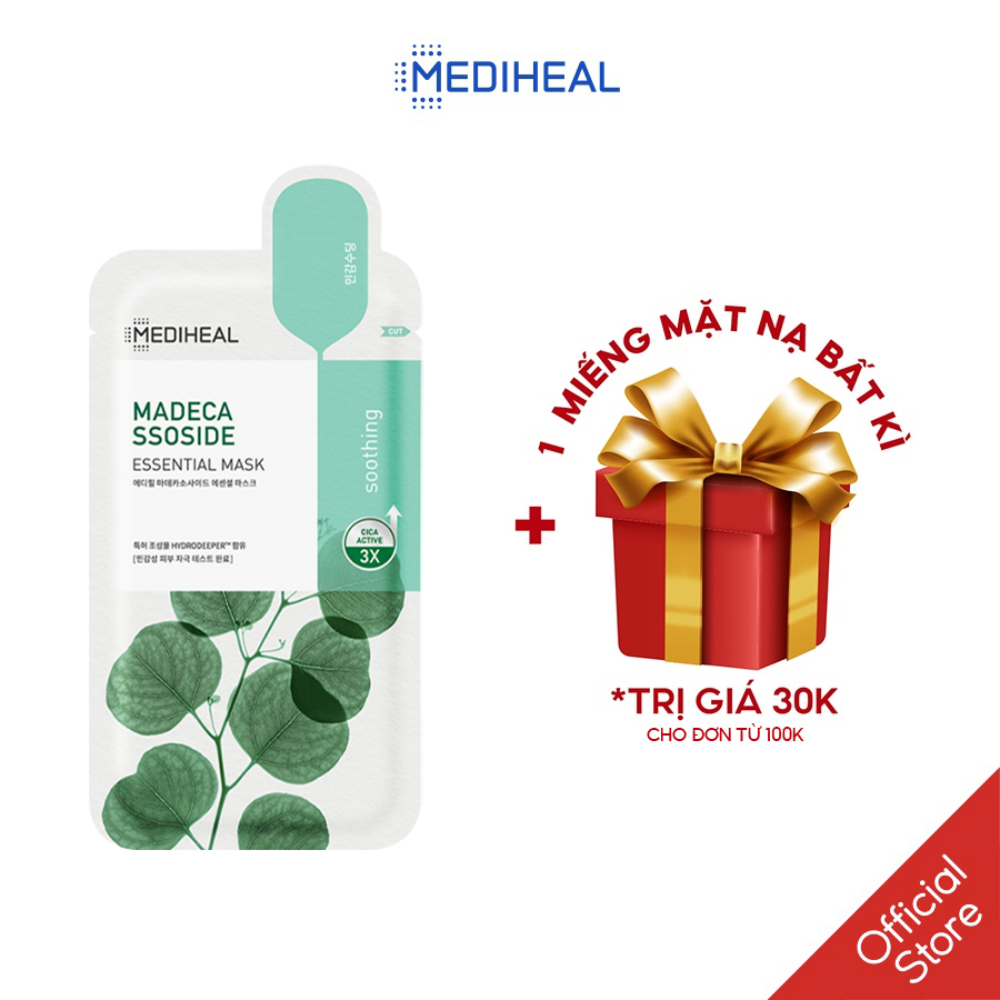 Mặt Nạ Chiết Xuất Rau Má Dưỡng Da Dành Cho Da Nhạy Cảm, Căng Thẳng Mediheal Madecassoside Essential Mask 24ml