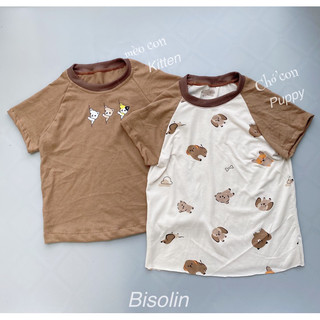 Áo cotton hình mèo con cún con đáng yêu siêu mềm mát cho bé