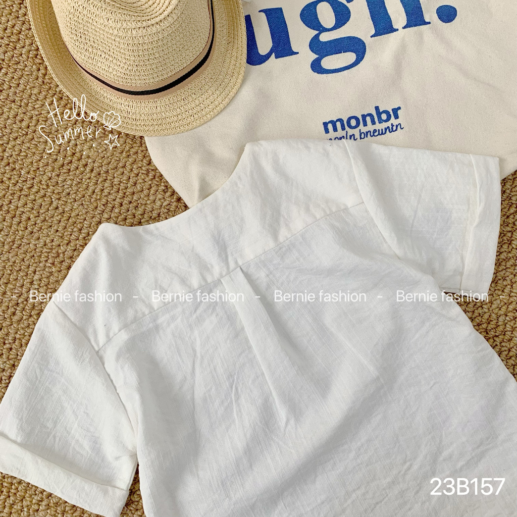 Fom to- Set bộ đũi trắng đi biển cộc tay Bernie cho bé trai bé gái