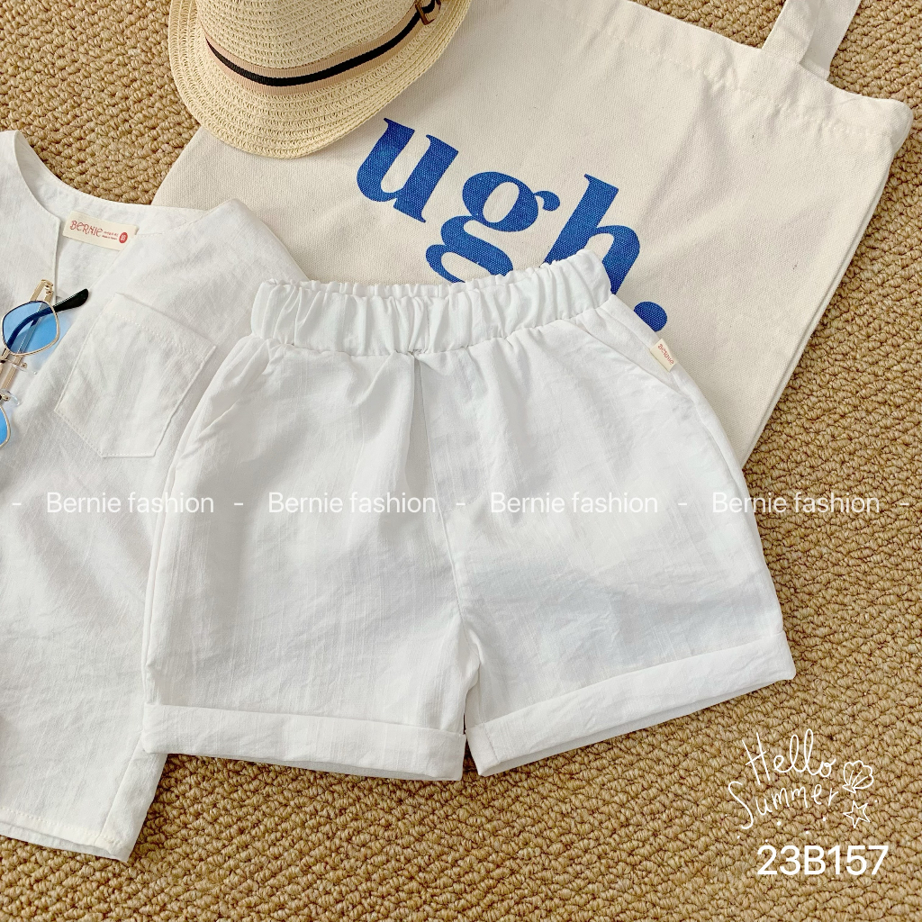 Fom to- Set bộ đũi trắng đi biển cộc tay Bernie cho bé trai bé gái