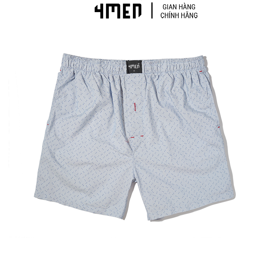 Quần đùi nam mặc nhà 4MEN dáng quần short ngắn họa tiết đẹp, vải cotton thoáng mát, mềm mịn, form rộng thoải mái