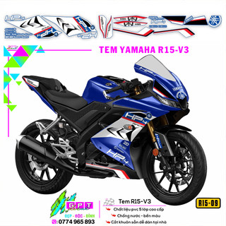 Tem dán xe r15v3 mẫu hp4 i09i decal xe r15v3 yamaha cao cấp chống nước bền màu , cắt rời sẵn dễ dán tại nhà