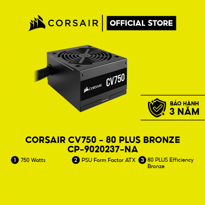 Nguồn máy tính Corsair CV750 - 80 Plus Bronze/CP-9020237-NA