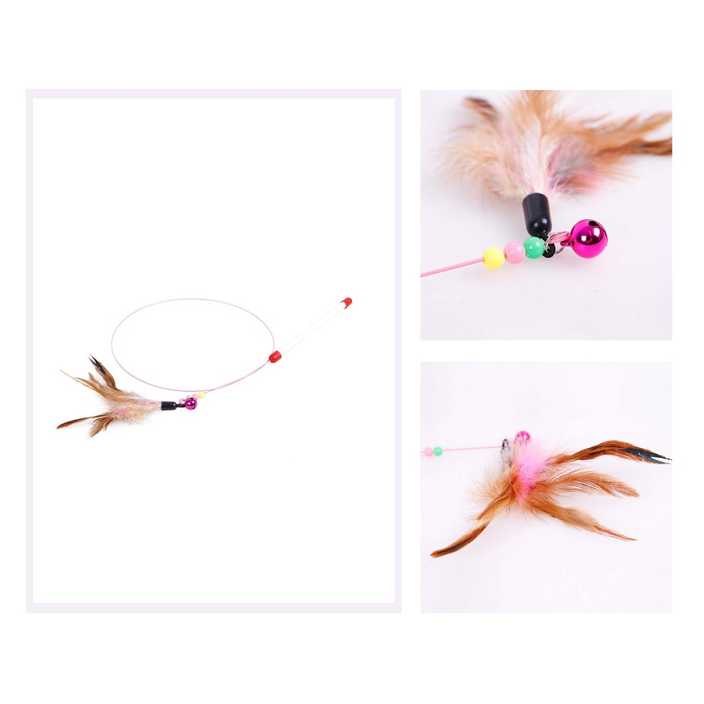 Đồ chơi cần câu mèo gắn lông vũ, đồ chơi que ngộ nghĩnh cho mèo, gậy mèo