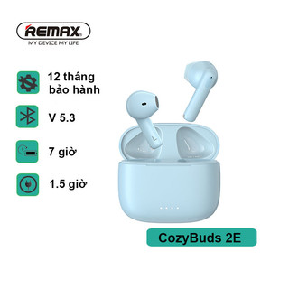 Tai nghe bluetooth không dây REMAX có mic đàm thoại màu xanh dương cho các dòng máy CozyBuds 2E