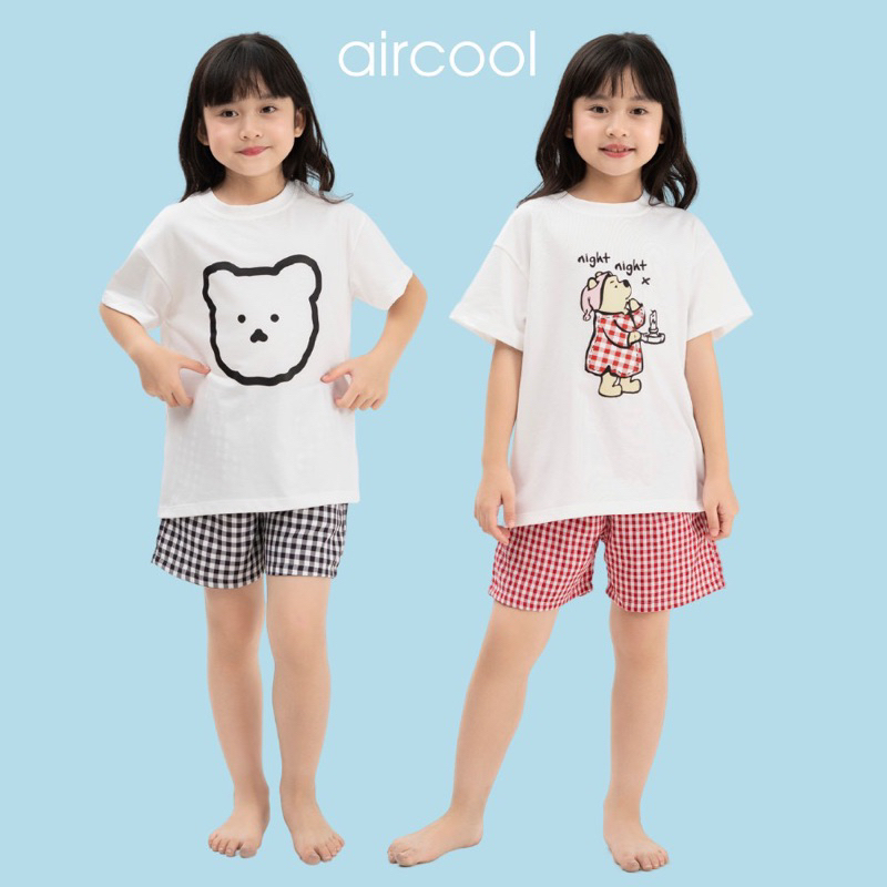 Bộ Quần Áo Cộc Tay Cho Bé Gái 2-16+ Gấu Aircool Vải Cotton Thoáng Mát - Bộ Đùi