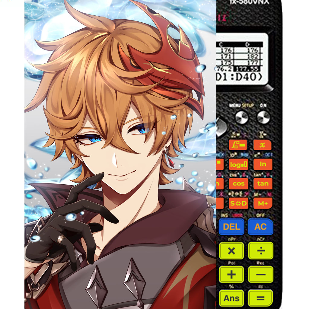 Decal - hình dán Máy tính CASIO fx570, fx580, ...nhân vật Zhongli- Gemshin Impact