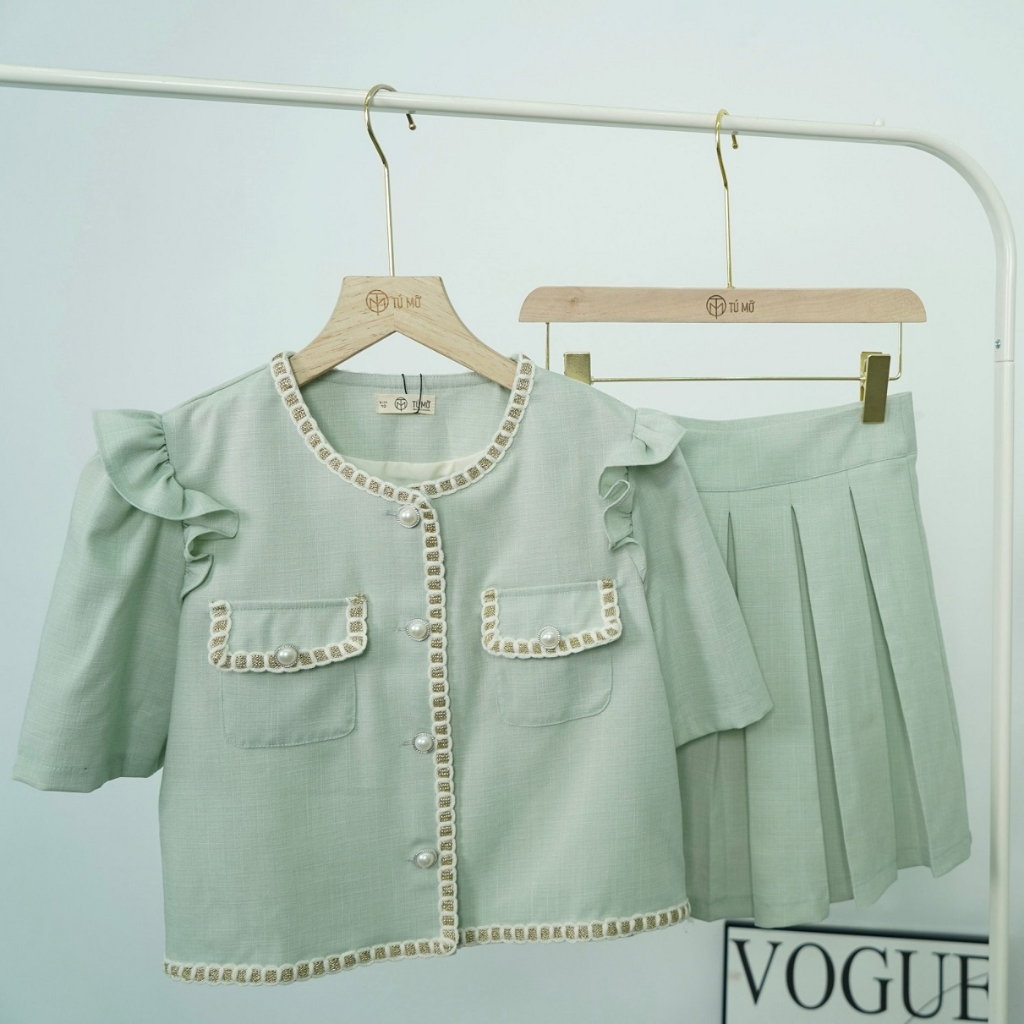 Set bộ bigsize Tú Mỡ Set Bigsize Nữ Thiết Kế Thon Gọn Set bộ vai bèo Đi làm dạo phố Đủ size 45-85kg DB0049