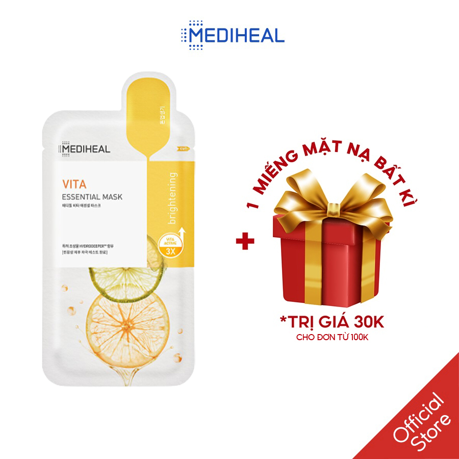 Mặt Nạ Dưỡng Da Trắng Sáng, Mờ Thâm Cho Da Mụn Mediheal Vita Brightening Essential Mask 24ml