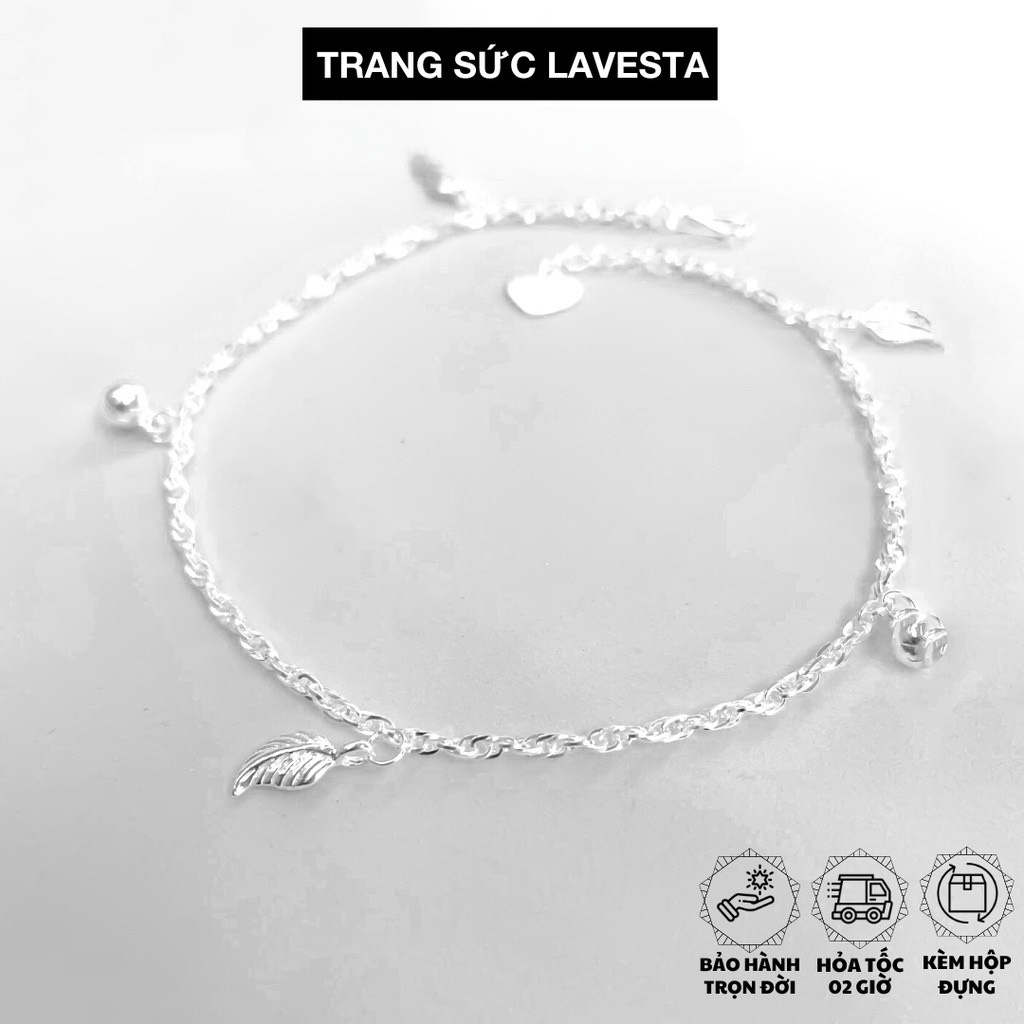 Lắc chân, lắc tay nữ BẠC NGUYÊN CHẤT charm lá xinh xắn Lavesta SUN611 thời trang phụ kiện trang sức nữ