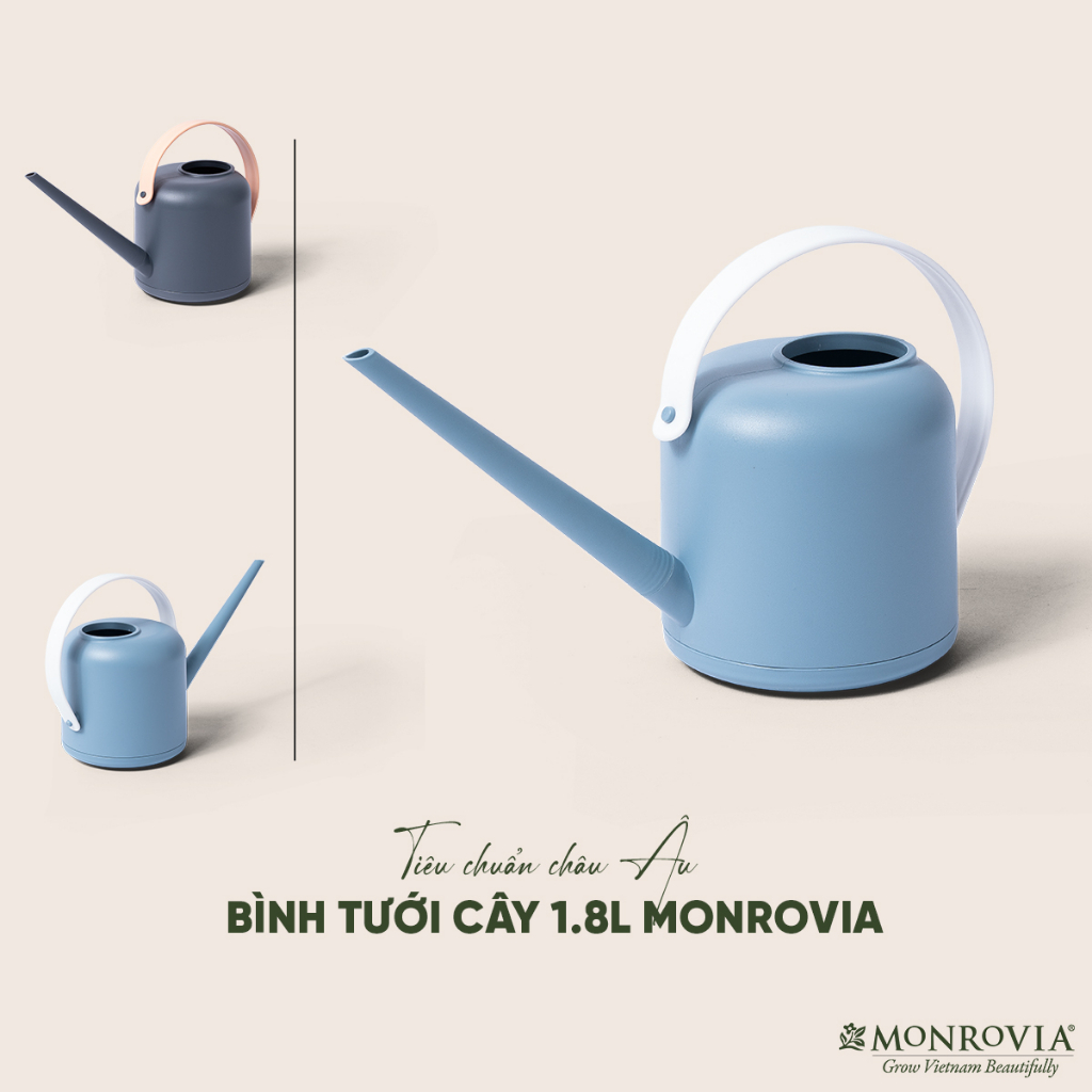 Bình tưới cây vòi dài MONROVIA 1,8 lít, tưới cây cảnh, hoa ban công, sân vườn tháo lắp dễ dàng, tiện lợi