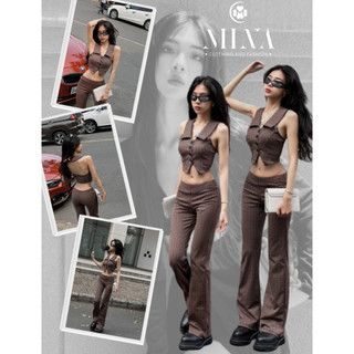 Set thiết kế áo croptop yếm và quần sexy 3403