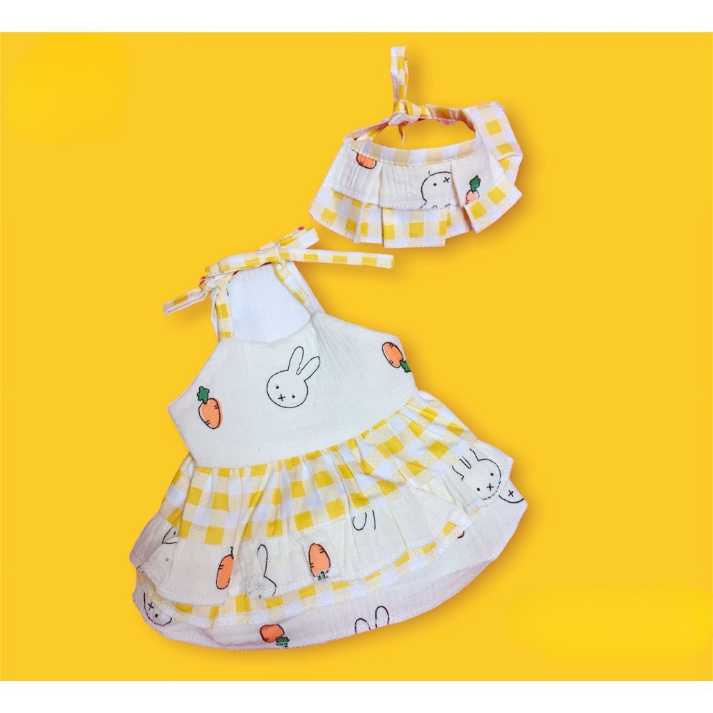 Váy Hai Dây Cho Chó Mèo Kèm yếm - Váy Hè có Yếm Cho Thú Cưng