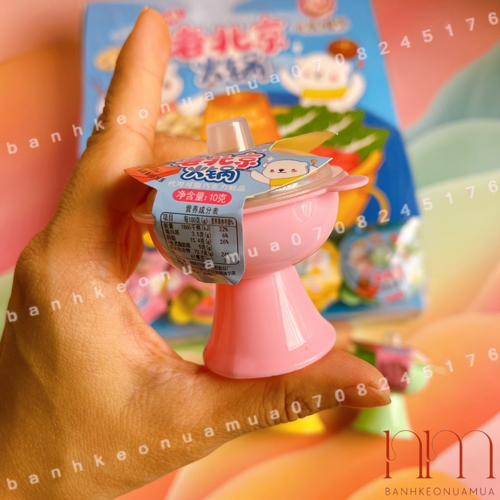 Lẻ 1 cái nồi lẩu mini kèm kẹo trứng khủng long Gấu cute Hongkong cái 10gam